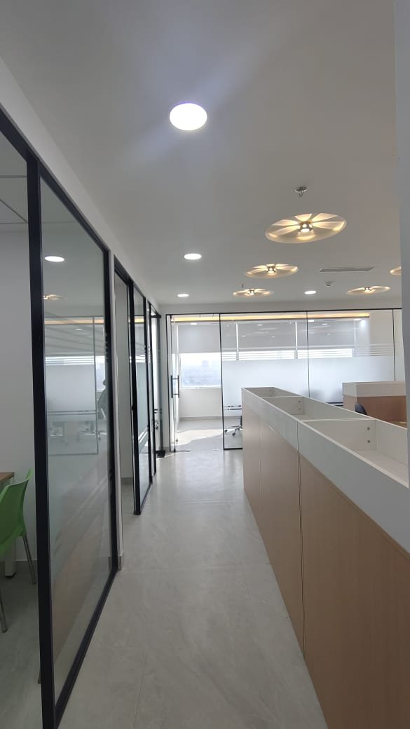 Glass office lounge and cabin area